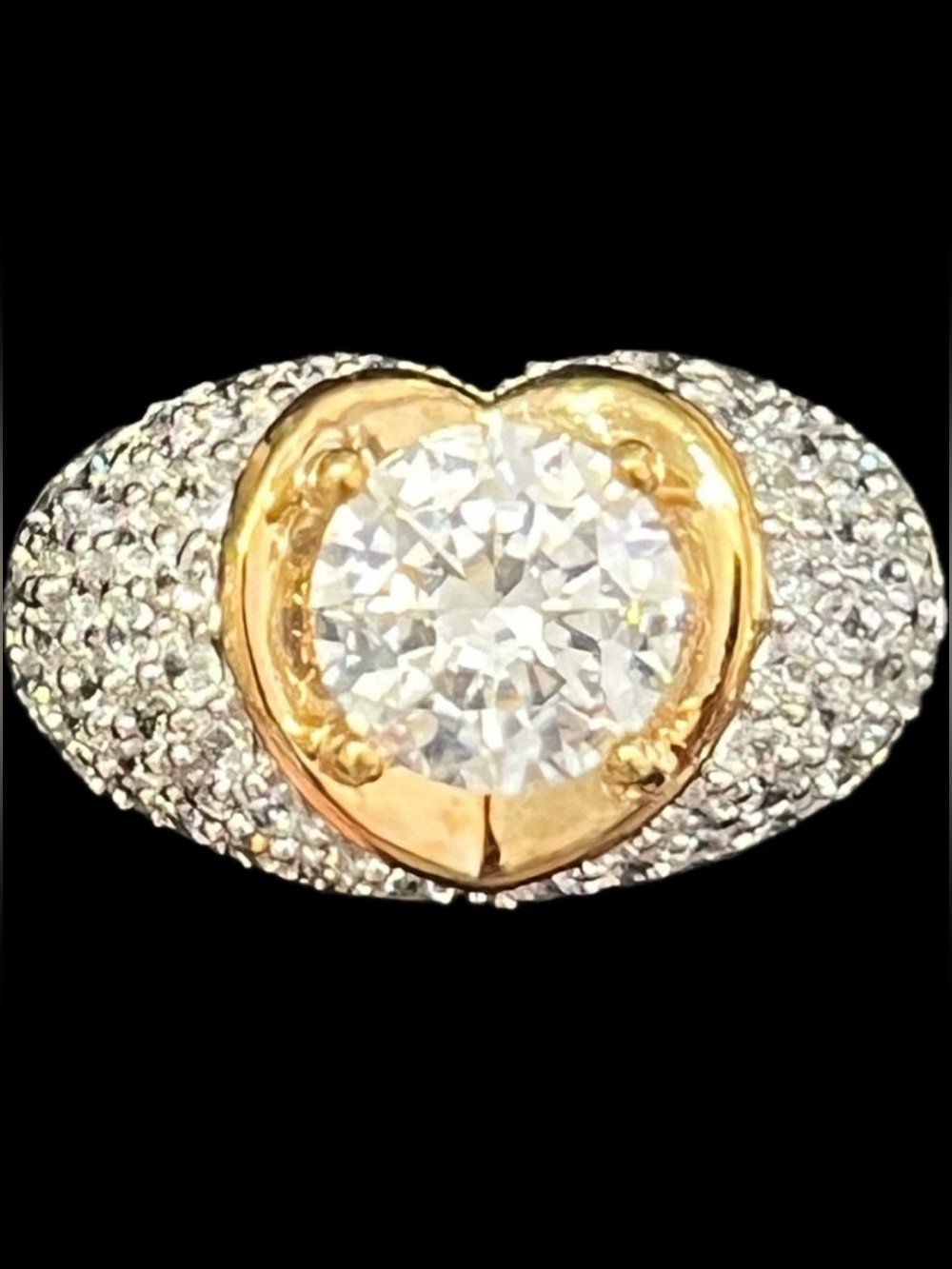 Victoria Wieck vintage absolute brilliant CZ heart engagement cocktail ring gold